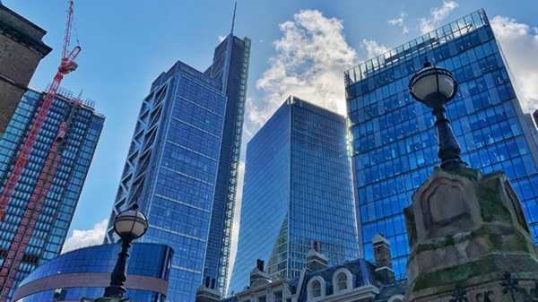 Photo of towering London buildings